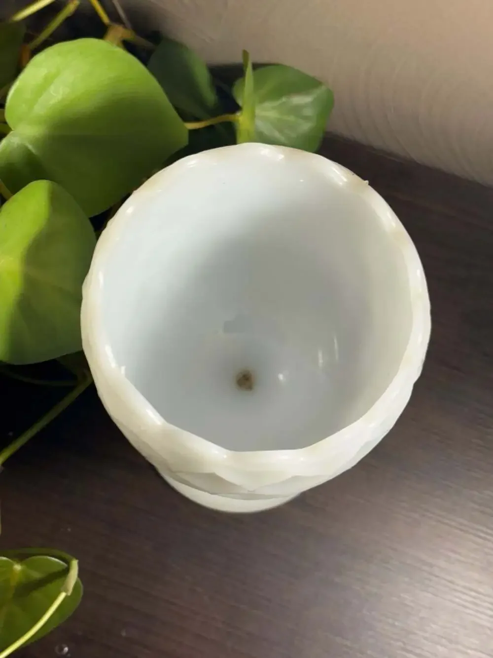 Vintage Milk Glass Diamond Pattern Pedestal Goblet Vase
